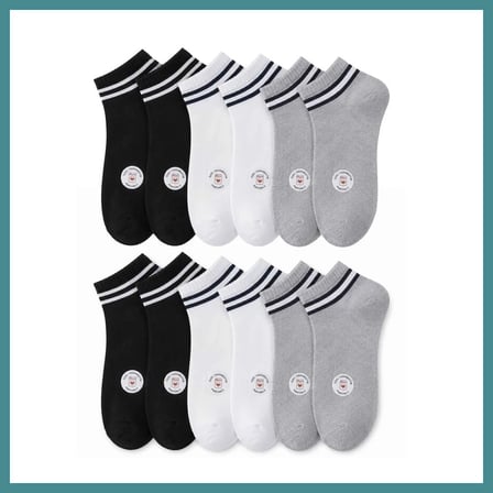 Trendexa Unisex Çizgili Kısa Konç Patik Çorap 6 Çift, %85 Pamuklu Geri Dönüştürülmüş İplik, Parfümlü İnce Dikişli, Siyah Beyaz Gri Günlük Spor Çorabı · BEDEN: 36-40 · RENK: Çok Renkli 6 lı MAC
