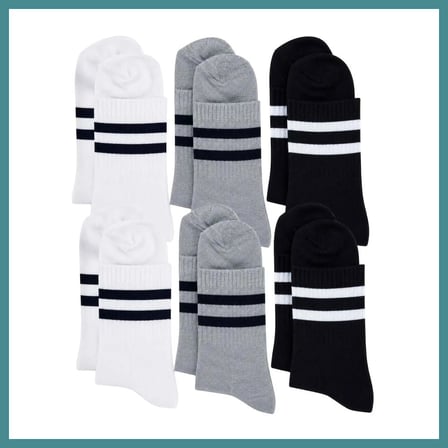 Trendexa Unisex Çizgili Kısa Konç 6'lı Bilek Çorabı, %80 Pamuklu Parfümlü, Dikişsiz Burun, Siyah Beyaz Gri, Yumuşak Günlük Spor Çorap · BEDEN: 39-44 · RENK: Çok Renkli 6 lı MAC
