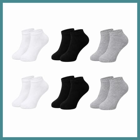 Trendexa Kadın Bambu Patik Çorap 6'lı Paket, Siyah Beyaz Gri, Nefes Alan Nem Emici Yumuşak Günlük Spor Bilek Çorabı · BEDEN: 36-40 · RENK: Gri 6 lı MAC
