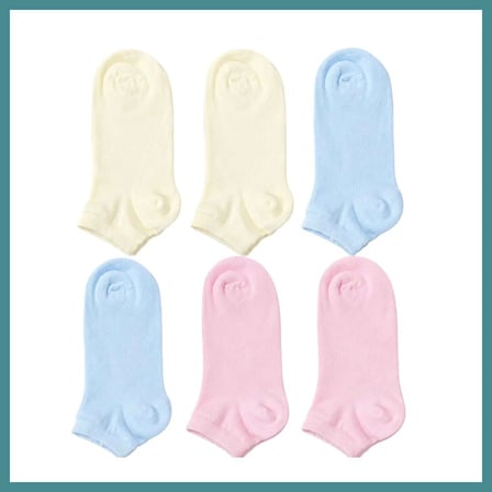 Trendexa Kadın Bambu Dikişsiz Patik Çorap 6'lı Paket - Yumuşak, Nefes Alan, Nem Emici Kısa Konç Günlük Çorap - Krem, Mavi, Pembe · BEDEN: 36-40 · RENK: Çok Renkli 6 lı MAC