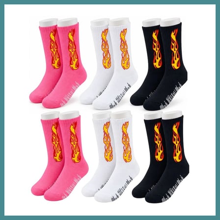 Trendexa Unisex Alev Desenli Çorap 6'lı Set Pamuklu Uzun Soket Dikişsiz Nefes Alan Günlük Spor Çorabı Yumuşak MAC