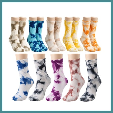 Trendexa Unisex Batik Spor Çorap 10'lu Set Tie Dye Tenis Çorabı Koyu Retro Renkler Günlük Rahat Konforlu Stil MAC