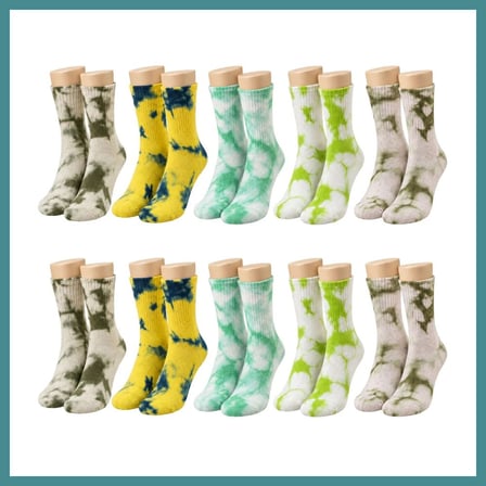 Trendexa Unisex Batik Desenli Çorap 10'lu Set Pamuklu Renkli Uzun Soket Dikişsiz Nefes Alan Günlük Spor Çorabı MAC