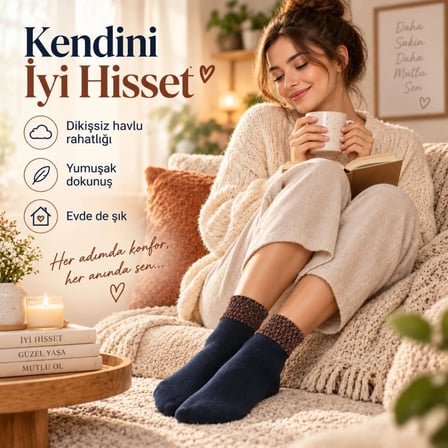 Trendexa Kadın Simli 3'lü Bilek Patik Çorap | Dikişsiz Havlu Yapı, Yumuşak Konforlu Günlük Çorap MAC