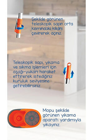 Focus Otomatik Temizlik Seti Kova Mop Seti Ve 2 Adet Yedek Mop