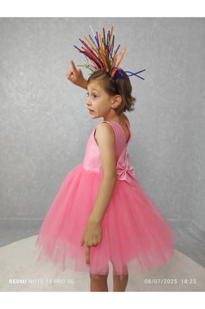 Kız Çocuk Ada Model Abiye Pembe Elbise