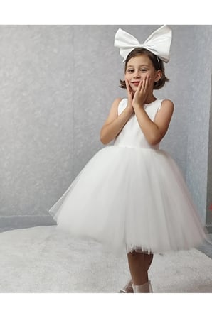 Kız Çocuk Ada Model Abiye Beyaz Elbise