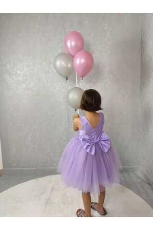 Kız Çocuk Ada Model Abiye Lila Elbise