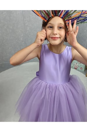 Kız Çocuk Ada Model Abiye Lila Elbise