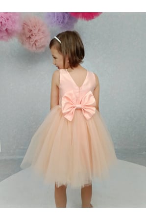 Kız Çocuk Ada Model Abiye Somon Elbise