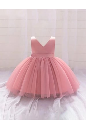 Madya Pudra Kız Bebek Anvelop Mini Elbise Doğum Günü Elbise