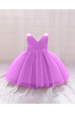 Lila Kız Bebek Anvelop Mini Elbise Doğum Günü Elbise
