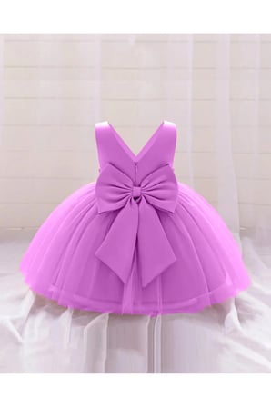 Lila Kız Bebek Anvelop Mini Elbise Doğum Günü Elbise