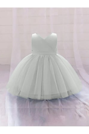 Beyaz Kız Bebek Anvelop Mini Elbise Doğum Günü Elbise