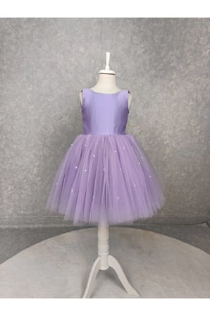Kız Çocuk Ada Model Abiye Lila Etek İncili Elbise