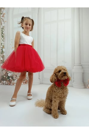 Ada Model Kırmızı / Beyaz Mezuniyet , Kutlama Elbisesi