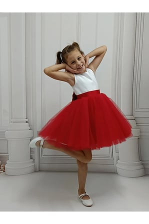 Ada Model Kırmızı / Beyaz Mezuniyet , Kutlama Elbisesi