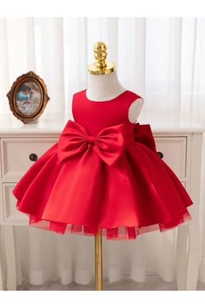 Kız Bebek Seda Model Kırmızı Doğum Günü Elbise