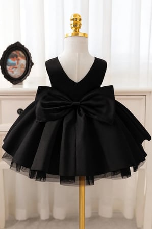 Kız Bebek Seda Model Siyah Doğum Günü Elbise