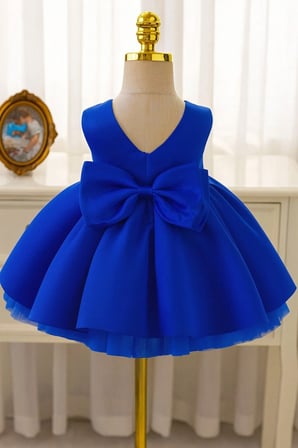 Kız Bebek Seda Model Saks Mavi Doğum Günü Elbise