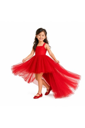 Prenses Model Tüllü Kız Çocuk Abiye Elbise 1-5 Yaş