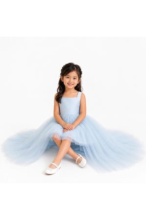 Prenses Model Tüllü Kız Çocuk Abiye Elbise 1-5 Yaş