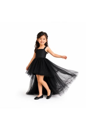 Prenses Model Tüllü Kız Çocuk Abiye Elbise 1-5 Yaş