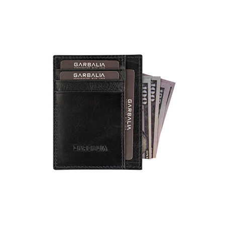 Garbalia Madalyon Crazy Deri Unisex Slim Kartlık Cüzdan