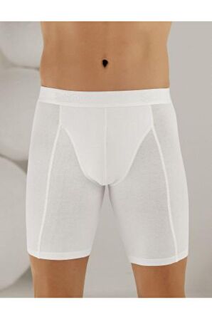 Uzun Paçalı Likralı Sporcu Boxer Beyaz