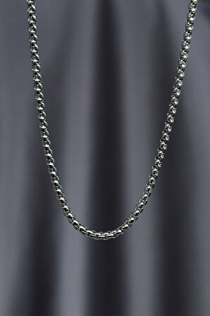 Çelik Silver Renk İnce Burgu Model Kolye - BJ-ERK1218