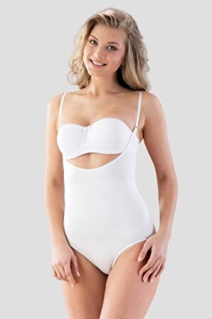 Kadın Beyaz Seamless Göğsü Açık Slip Korse 2023