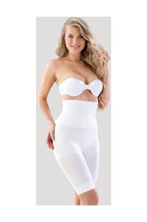 Kadın Çift Kat Uzun Paçalı Boxer Korse Beyaz 2015