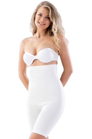 Kadın Beyaz Uzun Paçası Boxer Korse 2006B