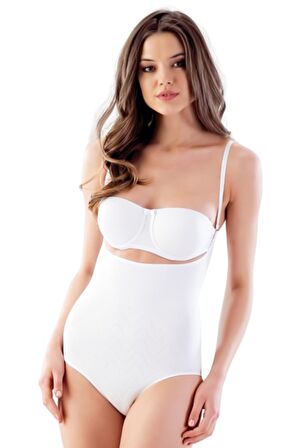 Kadın Beyaz Göğsü Açık Slip Korse 2073