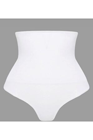 Çift Kat Yüksek Bel Çıtçıtlı Külot Korse Beyaz