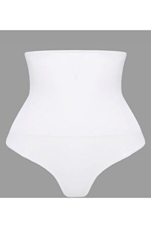 Çift Kat Yüksek Bel Çıtçıtlı Külot Korse Beyaz