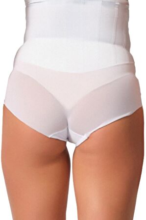 Kadın Beyaz Tül Karyokalı Lazer Slip Korse 2945b