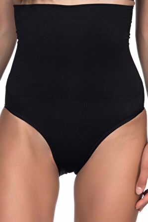 Kadın Siyah Dikişsiz Yüksek Bel Double Slip Korse 2009