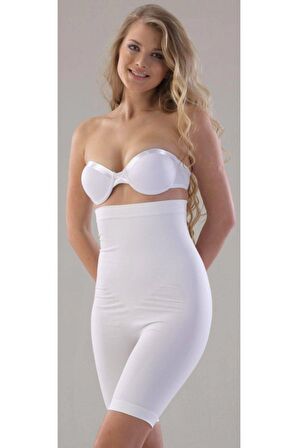 Kadın Beyaz Seamless Uzun Paç Boxer Korse