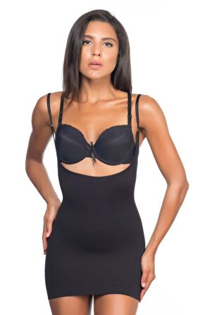 Siyah 5043 Göğsü Açık Masajlı Korse