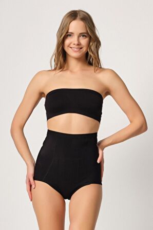 2931 Göbek Balen Destekli Slip Korse Siyah
