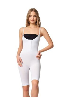 Beyaz 2093 Ön Agraflı Göğsü Açık Paçalı Boy Korse