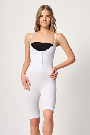2093 Kadın Önden Agraflı Seamless Göğsü Açık Paçalı Korse Beyaz