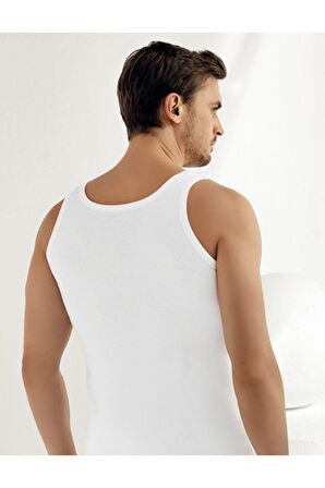 Erkek Beyaz Geniş Askılı Ribana Atlet ME020