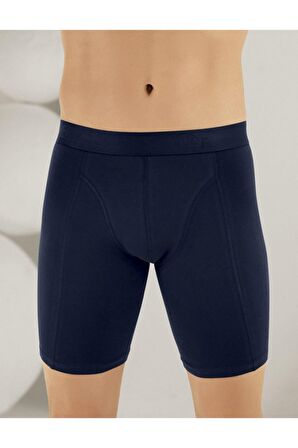 Erkek Lacirt Likralı Uzun Boxer Me114