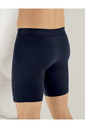 Erkek Lacirt Likralı Uzun Boxer Me114