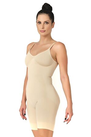 Seamless Dikişsiz Desenli Paçalı Body Korse 2071 Ten
