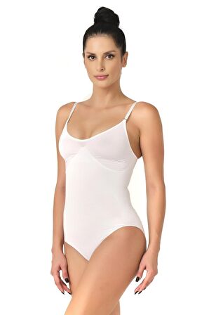 Seamless Dikişsiz Slip Çıtçıtlı Body Korse 2072 Beyaz
