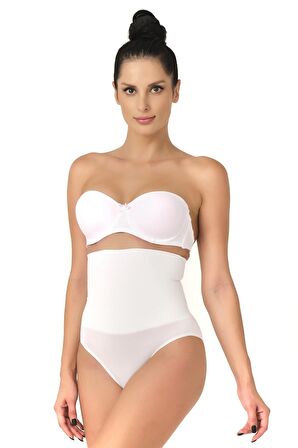 Seamless Yüksek Bel Masaj Özellikli Double Slip Korse Külot 2029 Beyaz
