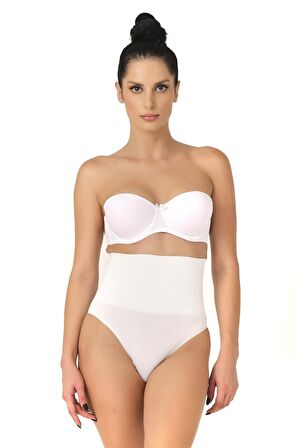 Seamless Yüksek Bel Dikişsiz Iz Yapmayan Double Slip Korse Külot 2039 Beyaz